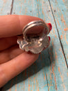 Old Pawn Navajo Sterling Silver & Orange Spiny Ring Size 8.5