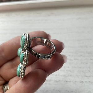 Handmade Sterling Silver & Turquoise Naja Adjustable Ring Signed Nizhoni